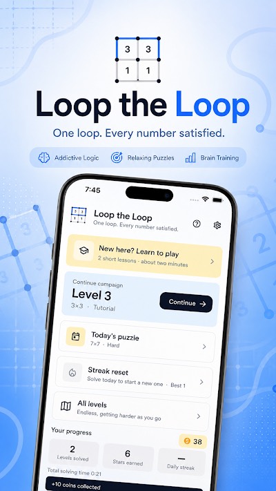 Loop The Loop puzzle board on a phone
